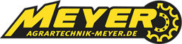 Logo mit gelbem MEYER-Schriftzug, darunter eine Getriebegrafik und AGRARTECHNIK-MEYER.DE.