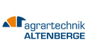 Logo der Agrartechnik Altenberge mit blauen und orangen Formen und dem Firmennamen in blauer Schrift.