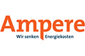Ampere-Logo mit dem Slogan Wir senken Energiekosten in oranger und blauer Schrift auf weißem Hintergrund.