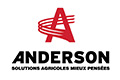 Rotes stilisiertes A-Logo über ANDERSON und der französische Text SOLUTIONS AGRICOLES MIEUX PENSÉES in Schwarz.