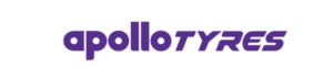 Das Apollo Tyres-Logo in fetten, violetten Kleinbuchstaben auf weißem Hintergrund.