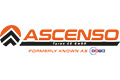 Ascenso-Logo mit schwarzem Pfeildesign und Text: Ehemals bekannt als mit dem Logo der GRI unten.