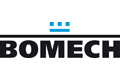 BOMECH-Logo mit drei blauen Rechtecken über dem Namen und einer schwarzen horizontalen Linie, die sie trennt.
