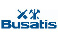 Blaues Busatis-Logo mit Werkzeugsymbolen über dem Text, darunter ein Schraubenschlüssel, ein Schraubenzieher und ein Hammer.