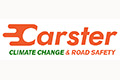 Carster-Logo mit dem Text Carster Climate Change & Road Safety in Orange und Grün auf weißem Hintergrund.