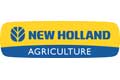 New Holland Agriculture Logo mit blauen und gelben Farben und einer stilisierten Blattgrafik.