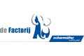 Logo mit einer blauen Mammut- und Stoßzahngrafik und dem Text de Factorij and schermuilen Nederland.