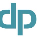 Teal Kleinbuchstaben d und p, gespiegelt und verbunden durch eine vertikale Linie auf weißem Hintergrund.