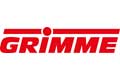 Rotes GRIMME-Logo in fetten Großbuchstaben mit einer horizontalen Linie darüber und einem Punkt über dem I auf weißem Hintergrund.