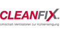 CLEANFIX-Logo mit deutschem Text: Umschalt-Ventilatoren zur Kühlerreinigung auf weißem Hintergrund.