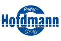 Blaues und weißes Logo mit dem Text Reifen-Hofdmann Center in einem kreisförmigen Design.
