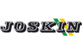 JOSKIN-Logo in fetten, schwarzen Buchstaben mit grünen und gelben Streifen hinter dem N auf weißem Hintergrund.