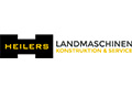 Logo für Heilers Landmaschinen Konstruktion & Service, mit schwarzem, gelbem und orangefarbenem Text auf weißem Hintergrund.