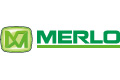 Merlo-Logo mit einem grünen Emblem und dem Wort MERLO in grünen Großbuchstaben.
