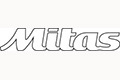 Mitas-Logo in fetten, stilisierten Buchstaben mit einem schrägen, kursiven Design.