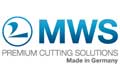 MWS-Logo mit blauem Vogelsymbol und dem Text Premium Cutting Solutions, Made in Germany.