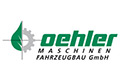Logo der Oehler Maschinen Fahrzeugbau GmbH mit grünem Blatt, grauem Zahnrad und grünem Firmenschriftzug.