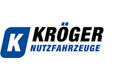 Kröger Nutzfahrzeuge Logo mit einem blauen K in einem Quadrat und Text in Schwarz und Blau auf weißem Hintergrund.