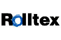 Rolltex-Logo mit einer blauen Spirale, die den Buchstaben o im Wort Rolltex bildet.