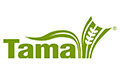 Grünes Tama-Logo mit stilisiertem Gras- und Weizenmotiv oberhalb und rechts des Textes.