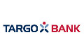 TARGOBANK-Logo mit "TARGO" in Blau, "BANK" in Rot und einem blauen und roten abstrakten Symbol dazwischen.