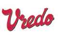 Rotes kursives Vredo-Logo auf weißem Hintergrund.