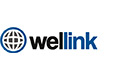 Welllink-Logo mit einem blauen Globussymbol auf der linken Seite und dem Wort welllink in schwarzer und blauer Schrift auf der rechten Seite.
