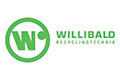 Grünes Willibald Recyclingtechnik Logo mit einem stilisierten W in einem Kreis und Text auf weißem Hintergrund.