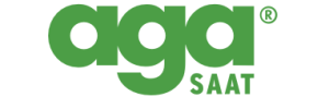 Grünes aga SAAT-Logo mit aga in fetten Kleinbuchstaben und einem eingetragenen Markensymbol.